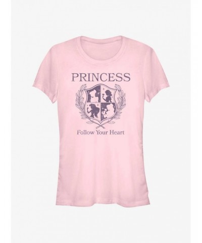 Disney Princesses Follow Your Heart Crest Girls T-Shirt $11.21 T-Shirts