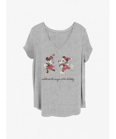 Disney Mickey Mouse Vintage Holiday Skaters Girls T-Shirt Plus Size $10.98 T-Shirts