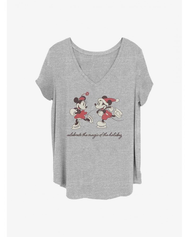 Disney Mickey Mouse Vintage Holiday Skaters Girls T-Shirt Plus Size $10.98 T-Shirts