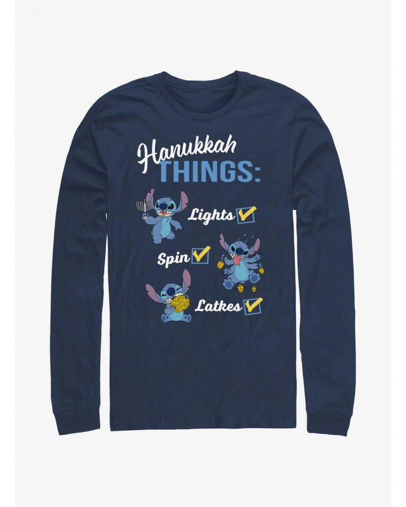 Disney Lilo & Stitch Hanukkah List Long-Sleeve T-Shirt $13.49 T-Shirts