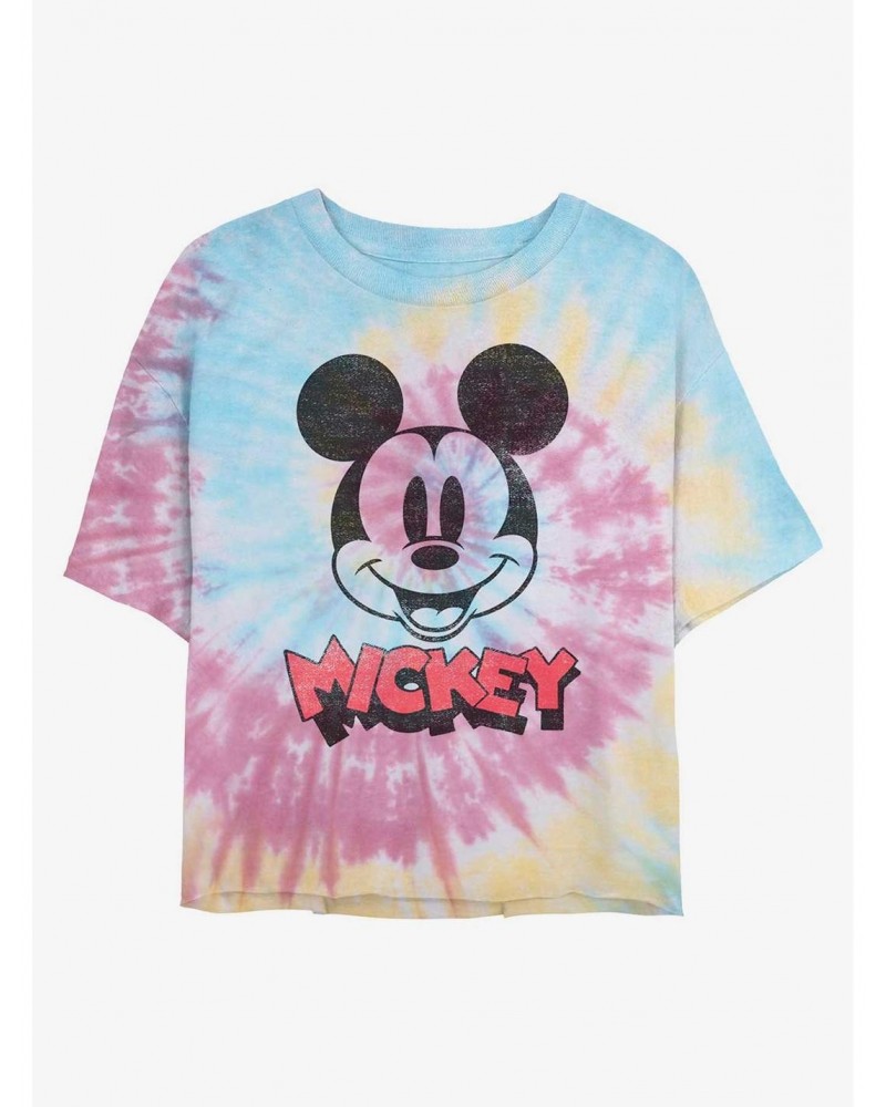 Disney Mickey Mouse Heads Up Tie Dye Crop Girls T-Shirt $9.95 T-Shirts