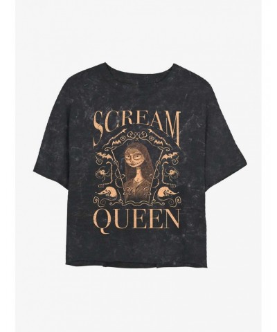 Disney The Nightmare Before Christmas Sally Scream Queen Mineral Wash Crop Girls T-Shirt $14.16 T-Shirts