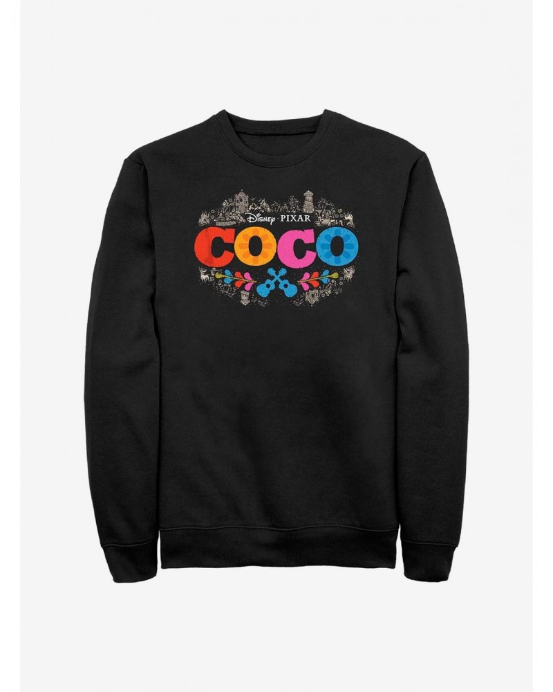 Disney Pixar Coco Artistic Logo Crew Sweatshirt $14.39 Sweatshirts