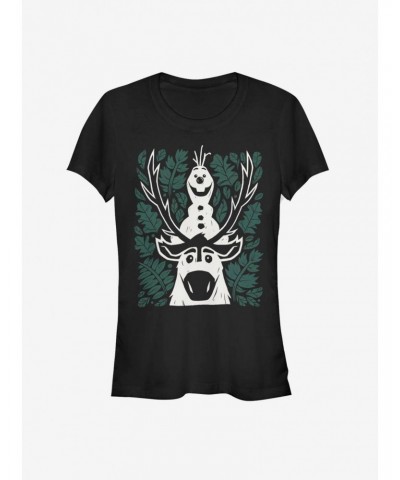 Frozen 2 Olaf Sven Leaves Girls T-Shirt $11.21 T-Shirts