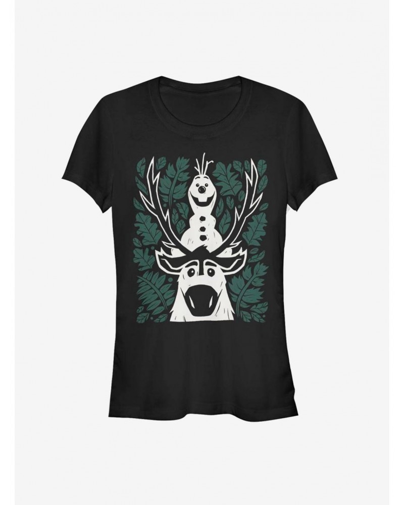 Frozen 2 Olaf Sven Leaves Girls T-Shirt $11.21 T-Shirts