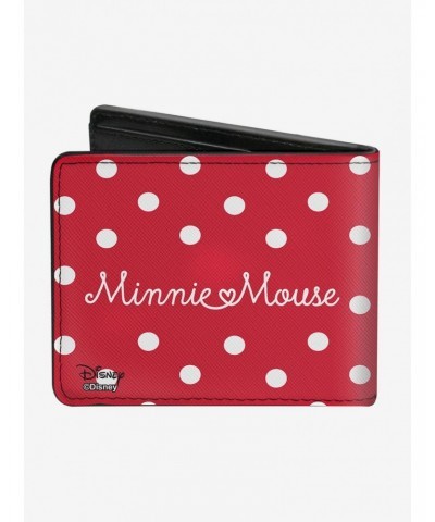 Disney Minnie Mouse Face Script Polka Dots Bi-Fold Wallet $7.56 Wallets