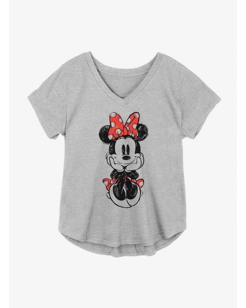 Disney Minnie Mouse Sketched Sitting Girls Plus Size T-Shirt $13.01 T-Shirts