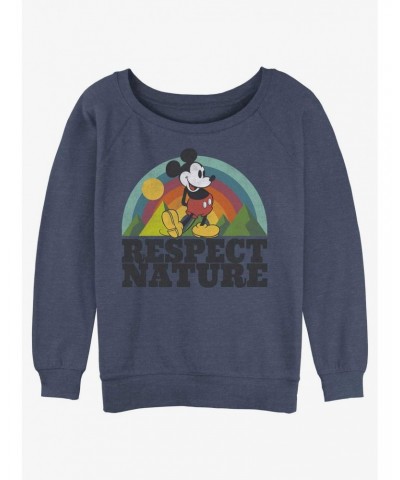 Disney Mickey Mouse Respect Nature Girls Slouchy Sweatshirt $15.87 Sweatshirts