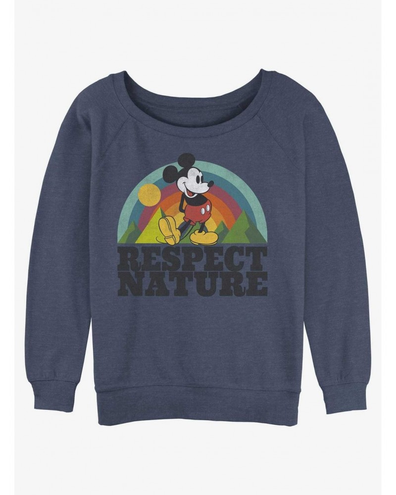 Disney Mickey Mouse Respect Nature Girls Slouchy Sweatshirt $15.87 Sweatshirts