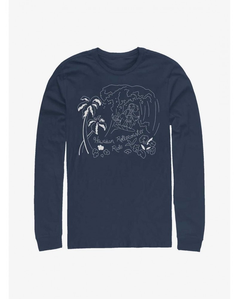 Disney Lilo & Stitch Hawaiian Rollercoaster Ride Long-Sleeve T-Shirt $14.15 T-Shirts