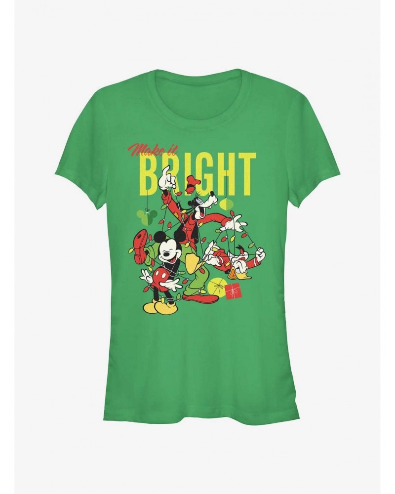 Disney Mickey Mouse Bright Christmas Mickey, Goofy, and Donald Girls T-Shirt $12.20 T-Shirts