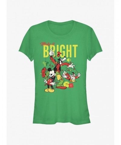 Disney Mickey Mouse Bright Christmas Mickey, Goofy, and Donald Girls T-Shirt $12.20 T-Shirts