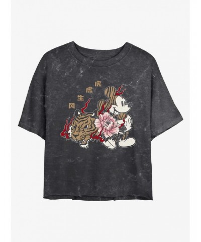 Disney Mickey Mouse New Year Mickey Mineral Wash Crop Girls T-Shirt $11.85 T-Shirts