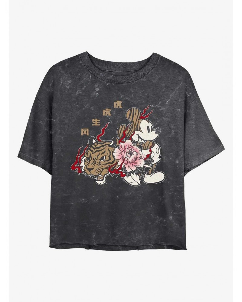 Disney Mickey Mouse New Year Mickey Mineral Wash Crop Girls T-Shirt $11.85 T-Shirts