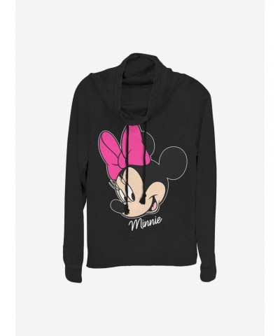 Disney Minnie Mouse Minnie Big Face Cowlneck Long-Sleeve Girls Top $20.65 Tops