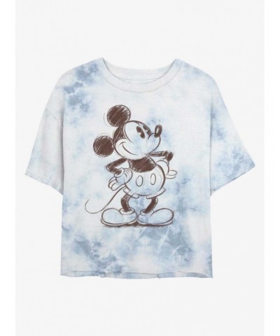 Disney Mickey Mouse Sketchy Mickey Tie-Dye Girls Crop T-Shirt $8.34 T-Shirts