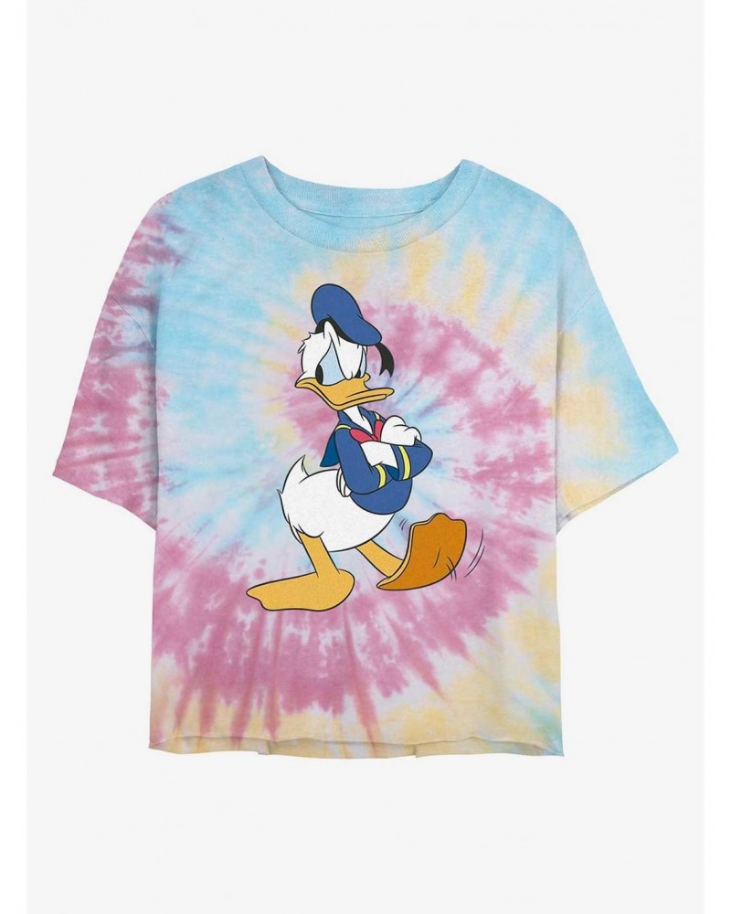 Disney Donald Duck Mad Donald Tie Dye Crop Girls T-Shirt $11.57 T-Shirts