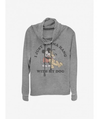 Disney Mickey Mouse Dog Lover Cowlneck Long-Sleeve Girls Top $13.47 Tops