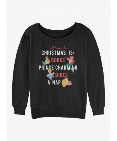 Disney Princesses Christmas Wish List Girls Slouchy Sweatshirt $16.24 Sweatshirts