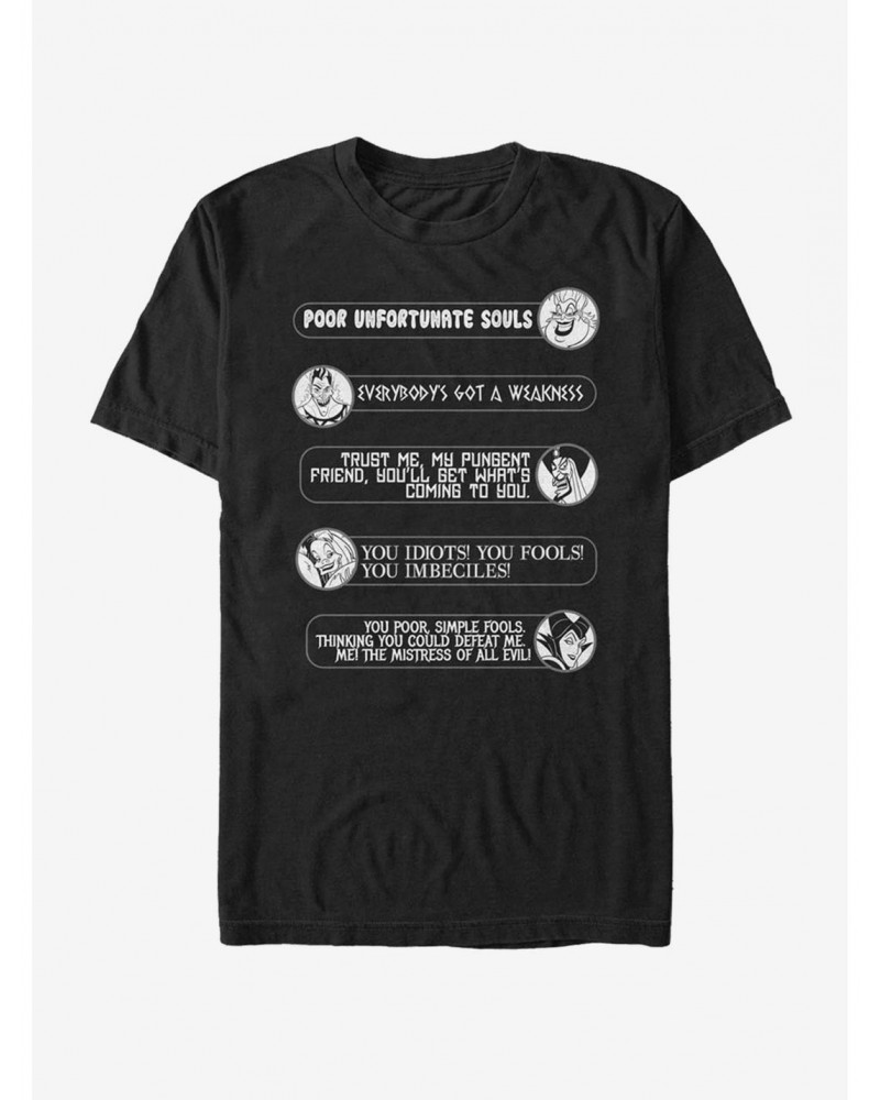 Disney Villains Villain Quotes T-Shirt $7.89 T-Shirts