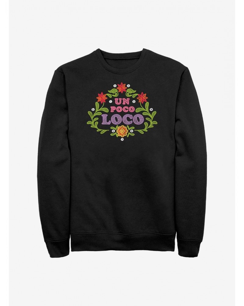 Disney Pixar Coco Un Poco Loco Floral Emblem Crew Sweatshirt $17.71 Sweatshirts