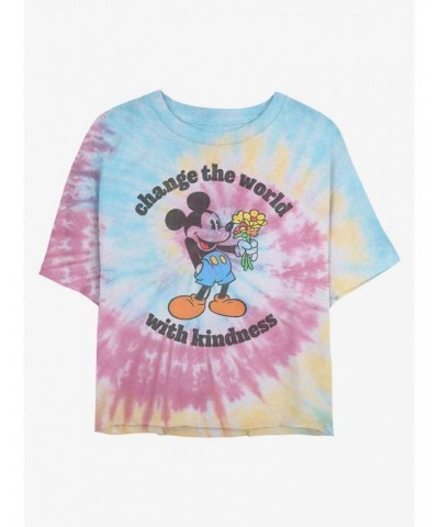 Disney Mickey Mouse Kindness Tie Dye Crop Girls T-Shirt $11.03 T-Shirts