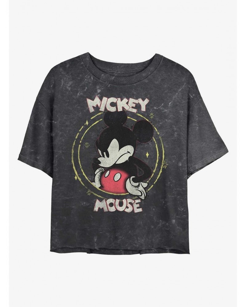 Disney Mickey Mouse Gritty Mickey Mineral Wash Crop Girls T-Shirt $11.27 T-Shirts