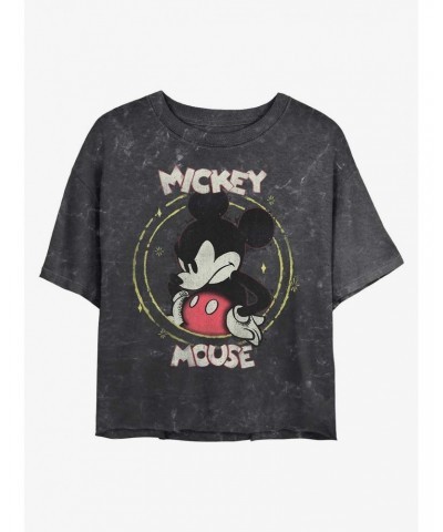 Disney Mickey Mouse Gritty Mickey Mineral Wash Crop Girls T-Shirt $11.27 T-Shirts