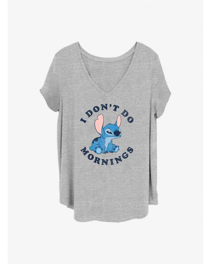 Disney Lilo & Stitch I Don't Do Mornings Girls T-Shirt Plus Size $11.56 T-Shirts