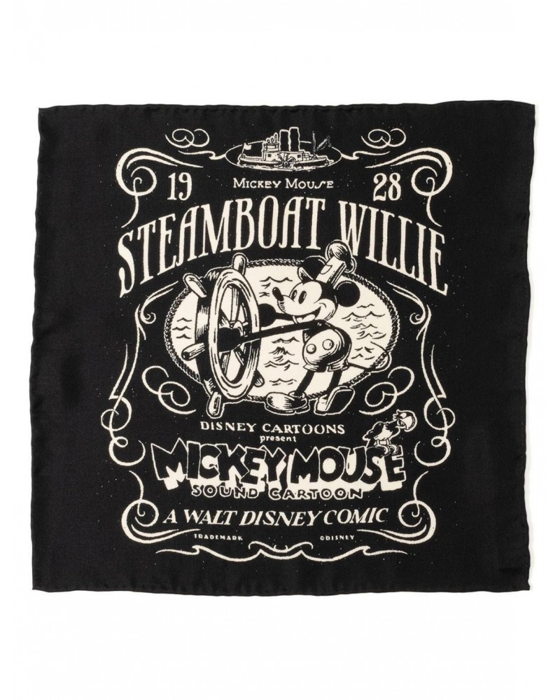 Disney100 Steamboat Willie Black Pocket Square $14.66 Squares