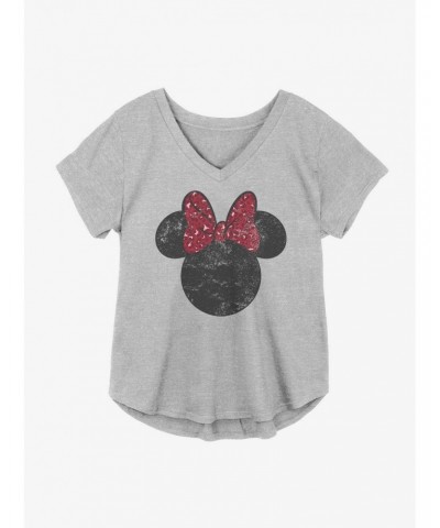 Disney Minnie Mouse Worn Red Leopard Bow Girls Plus Size T-Shirt $11.56 T-Shirts