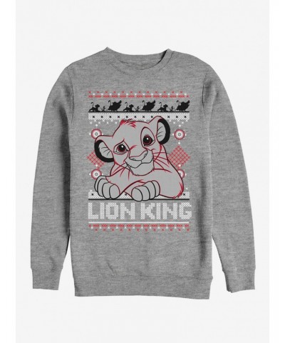 Disney Lion King Simba Ugly Christmas Sweater Print Sweatshirt $17.71 Sweatshirts