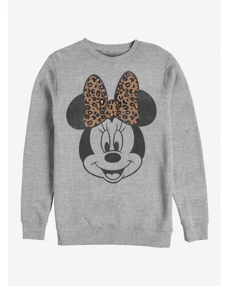 Disney Mickey Mouse Modern Minnie Face Leopard Sweatshirt $12.18 Sweatshirts