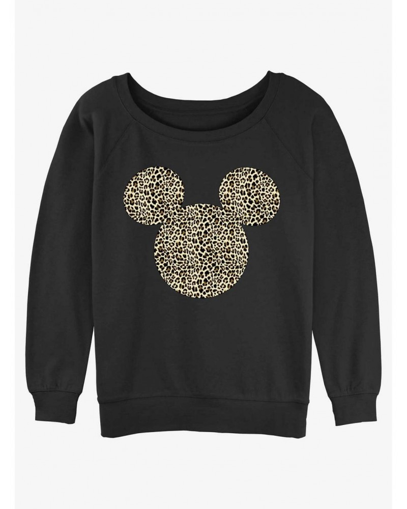 Disney Mickey Mouse Animal Print Ears Girls Slouchy Sweatshirt $15.87 Sweatshirts